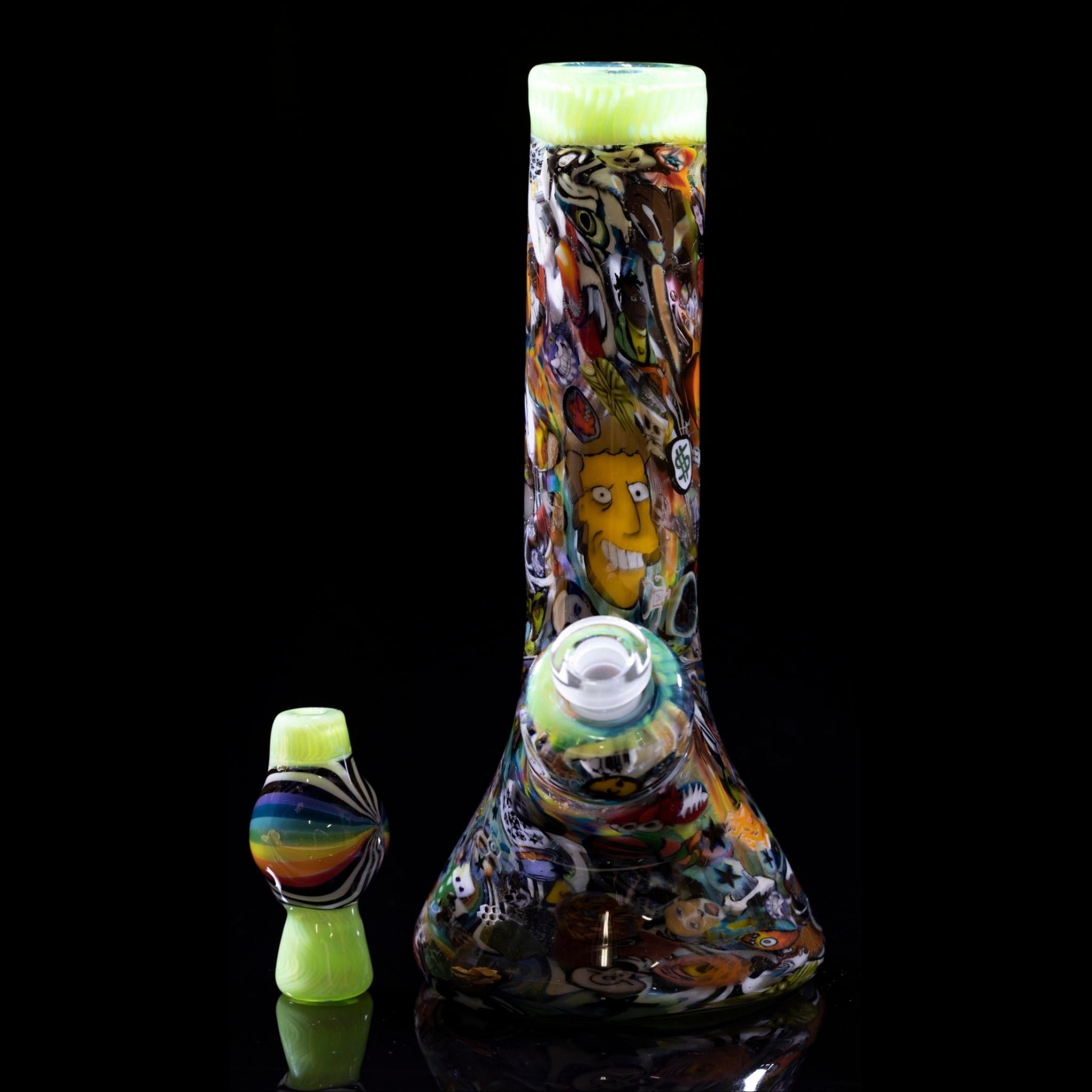 Peejay Glass - Lime and Rainbow