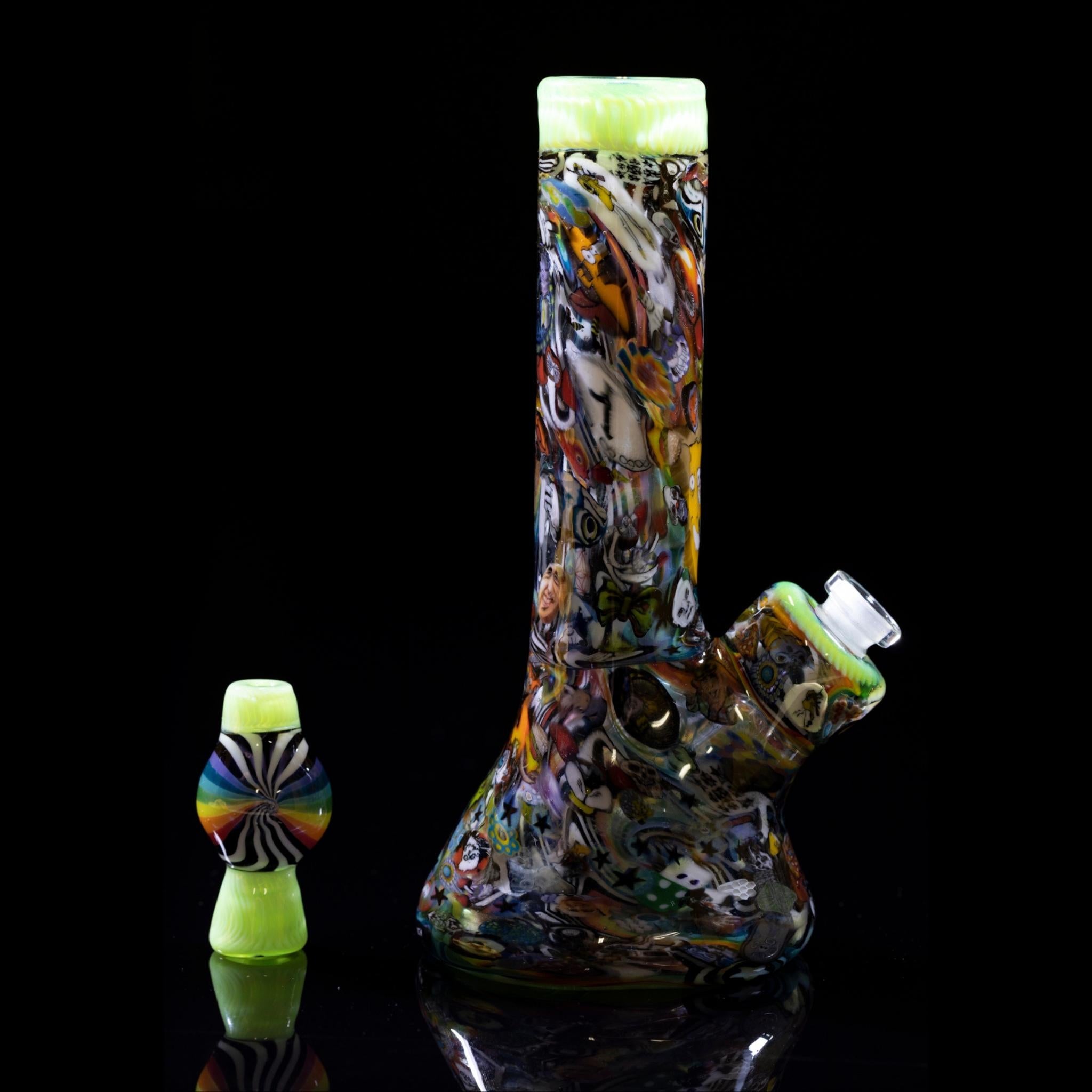 Peejay Glass - Lime and Rainbow