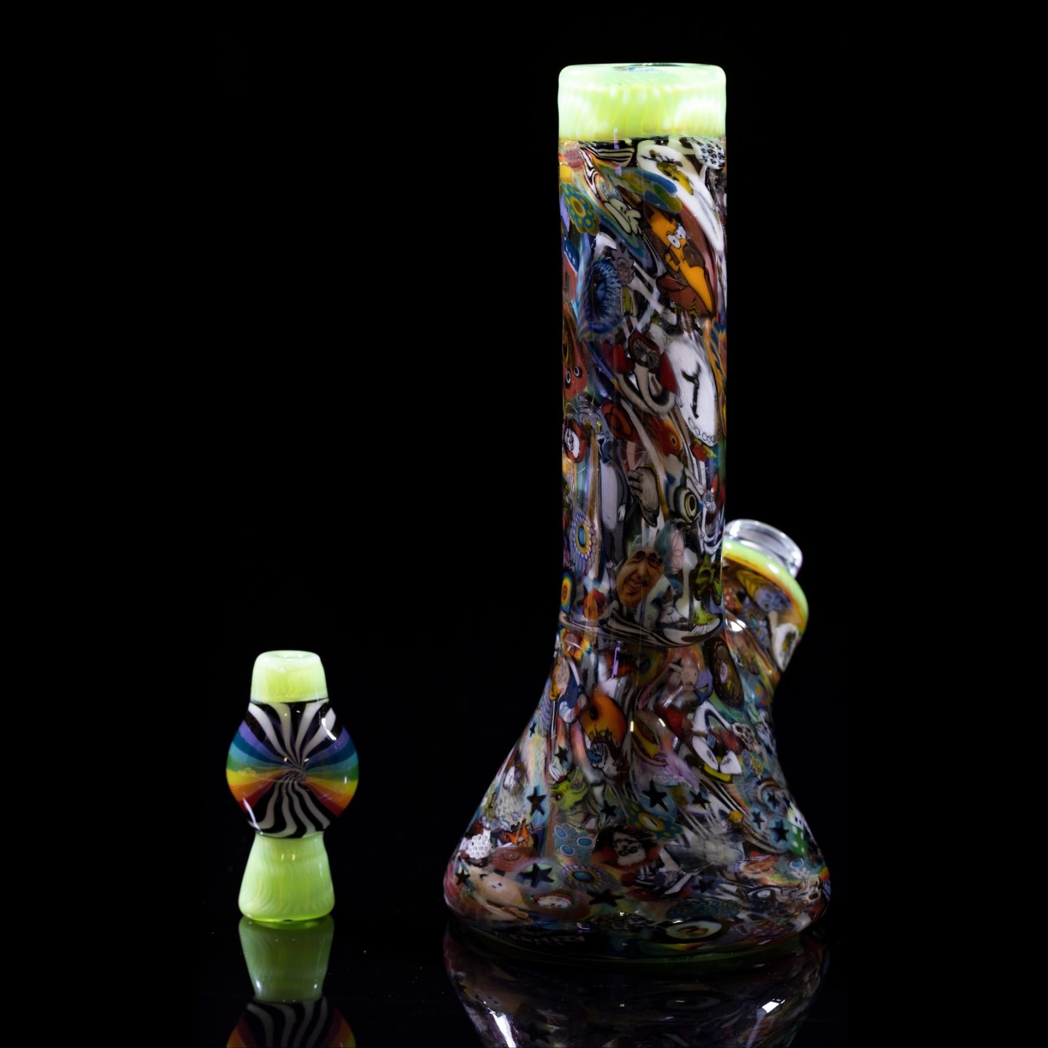 Peejay Glass - Lime and Rainbow