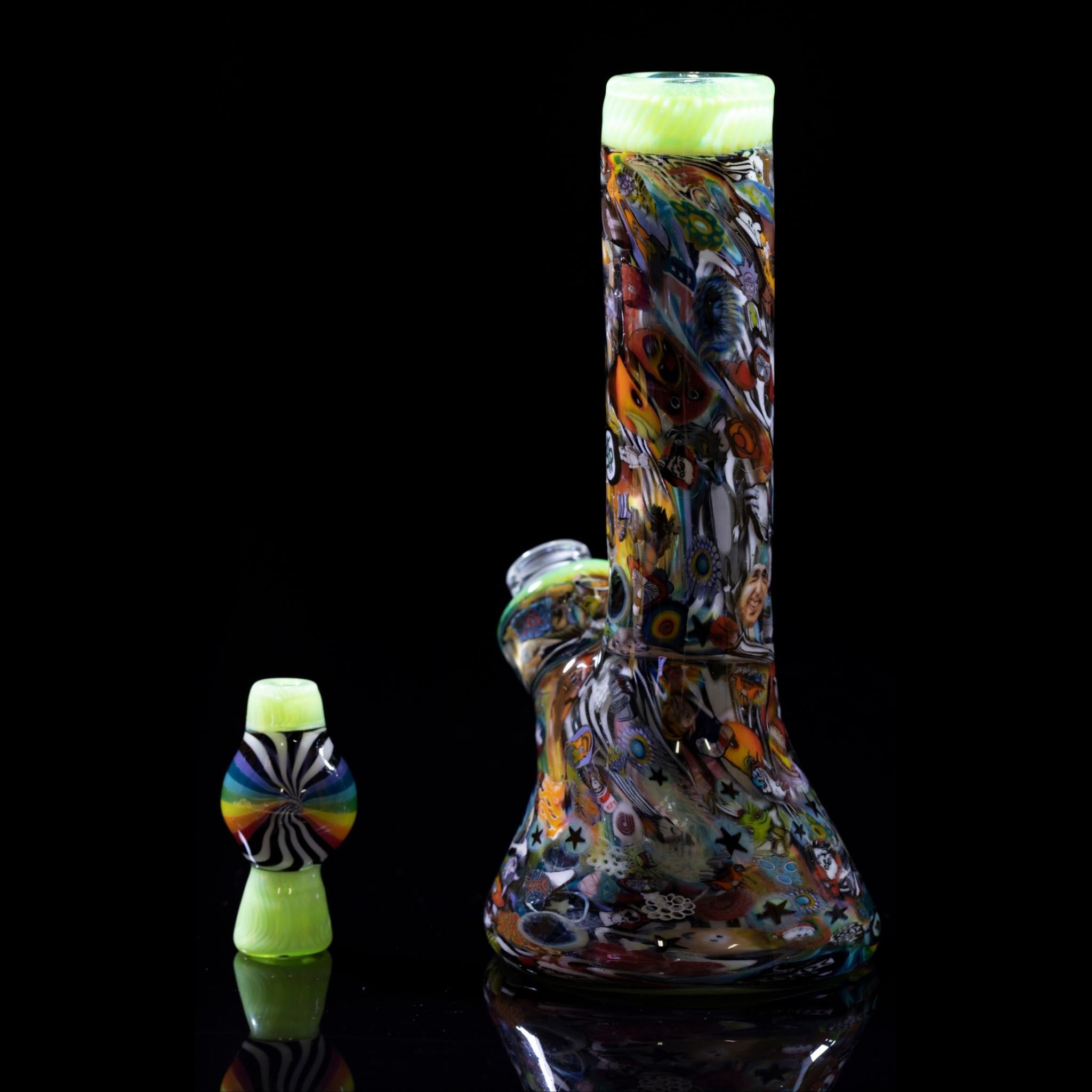 Peejay Glass - Lime and Rainbow