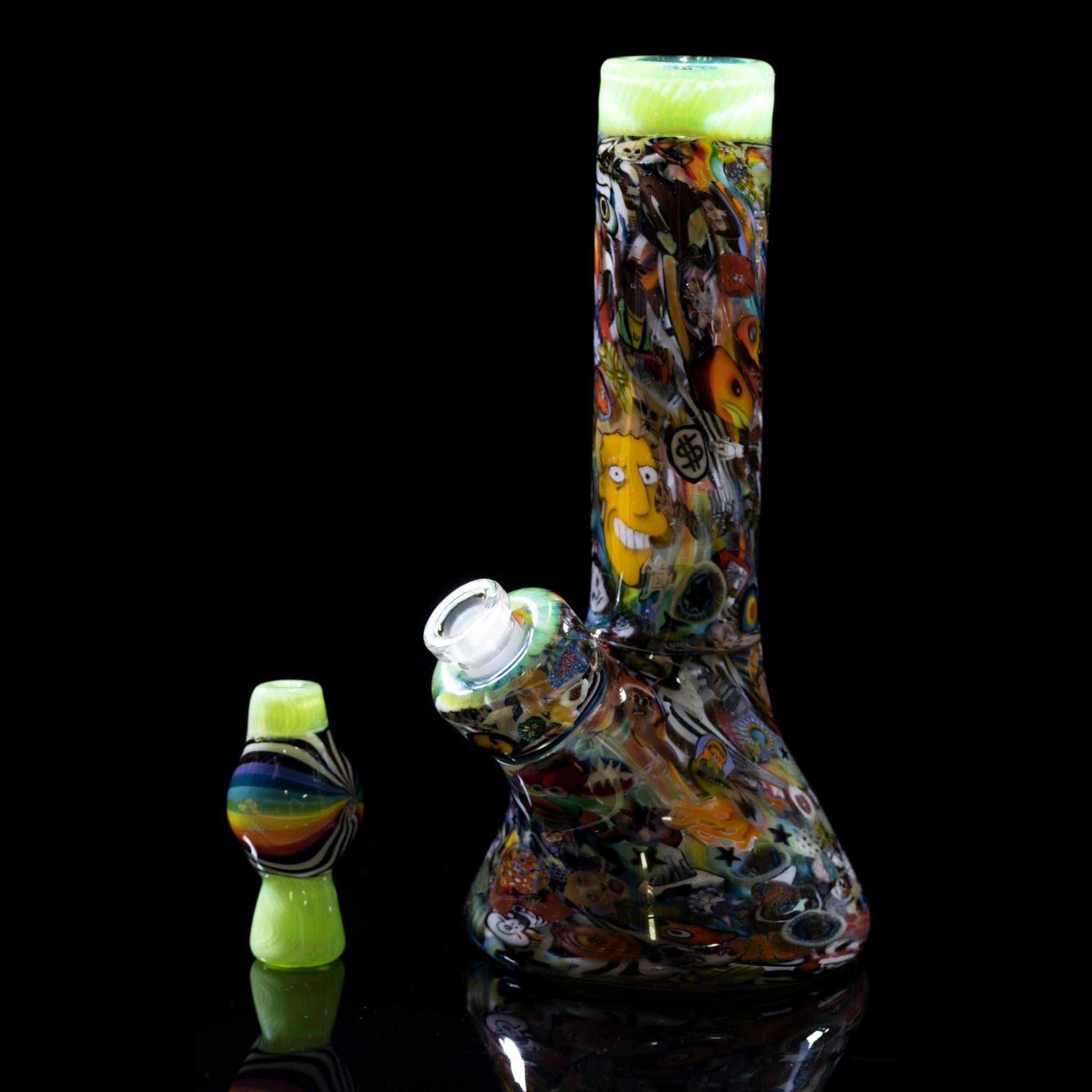 Peejay Glass - Lime and Rainbow