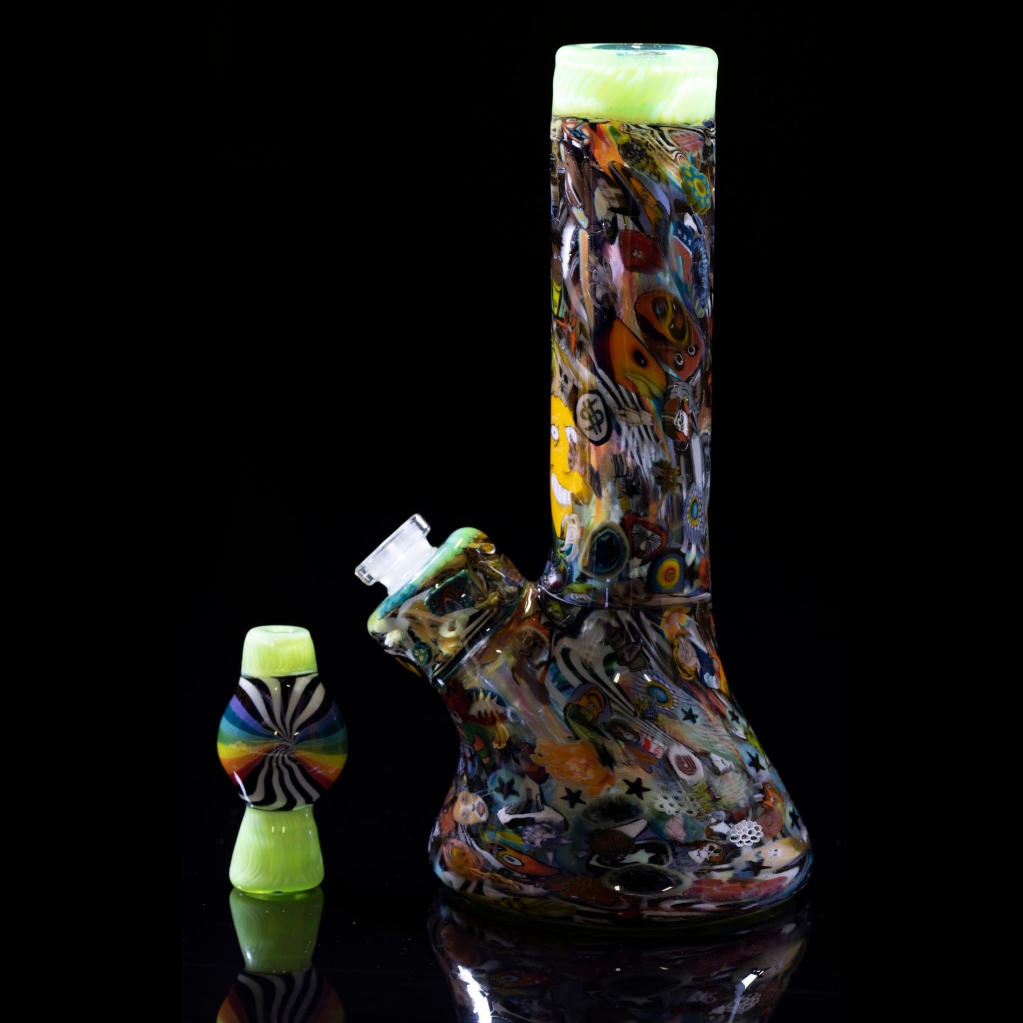 Peejay Glass - Lime and Rainbow